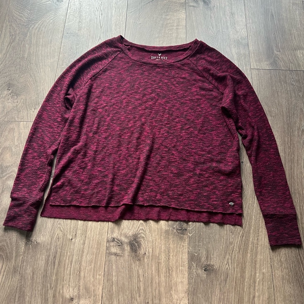 American Eagle Outfitters Soft & Sexy Plush Top - Burgundy